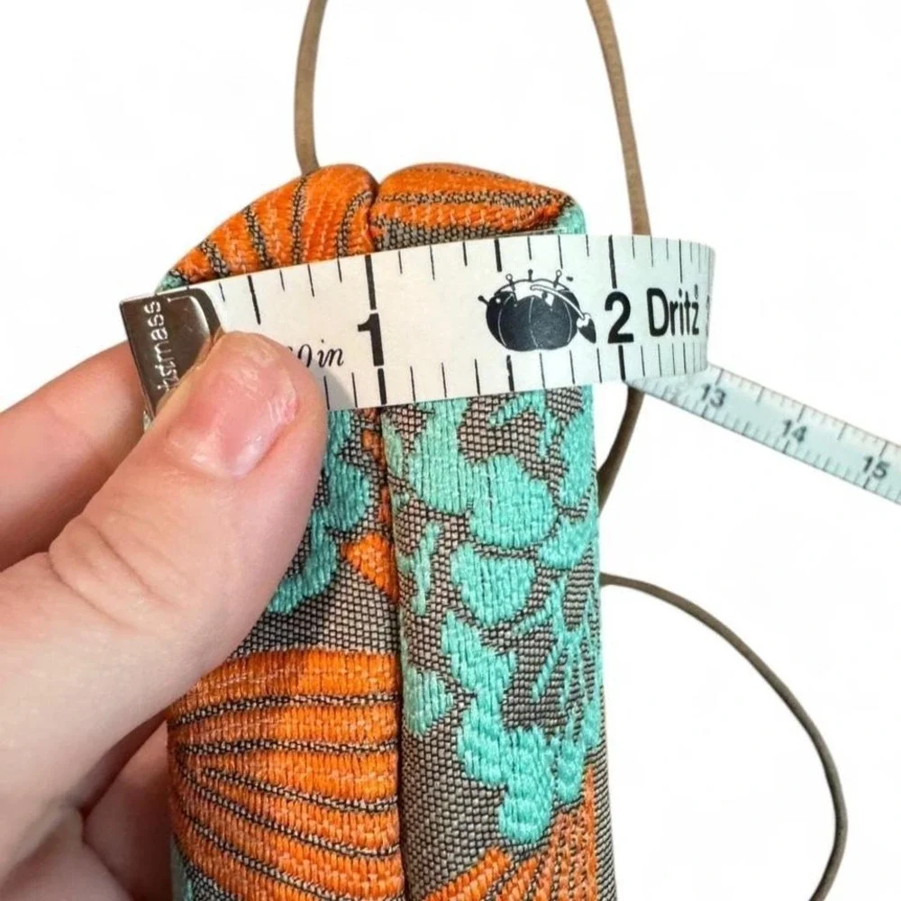 Maruca Designs "Busy Bee" small crossbody bag teal floral jacquard fabric - Picture 6 of 7